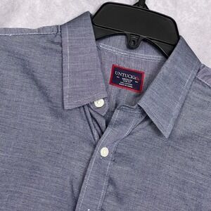 UNTUCKit Mens Medium Slim Fit Blue Cotton Long Sleeve Button Down Shirt Pocket